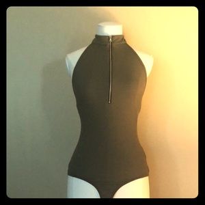 Bebe zipper halter bodysuit.